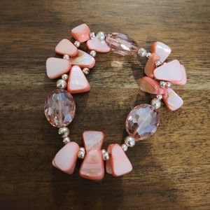 Stretchy coral and pink bracelet